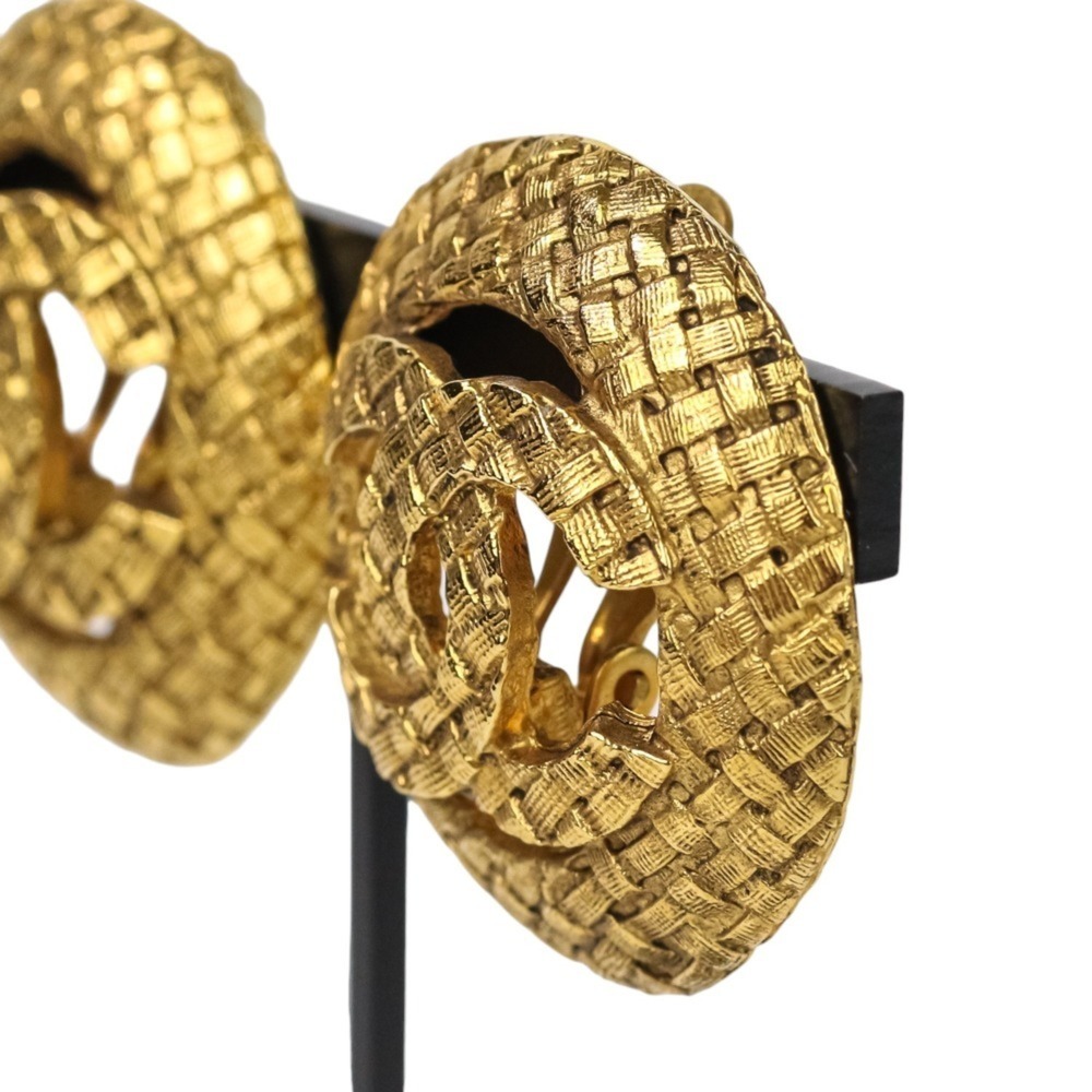 CHANEL Vintage Gold Logo Earrings - Picture 2 of 9
